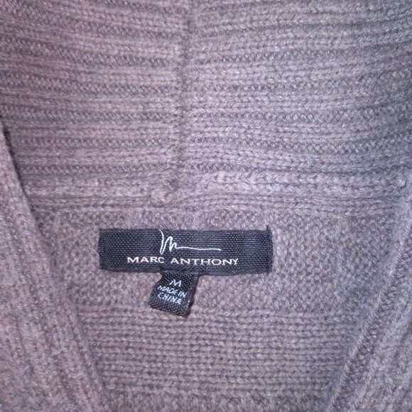 Marc Anthony Men’s Shawl Collar Sweater Medium Tan Cable Knit Pullover - Picture 16 of 16